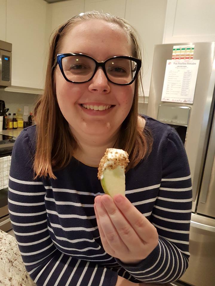 Hayley - One of our Energy Exchangers enjoying some Apple Dips!