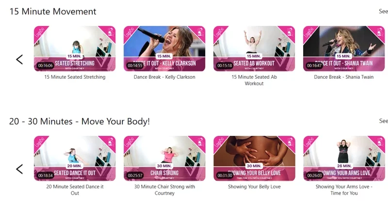 On demand live movement class for plus size workouts